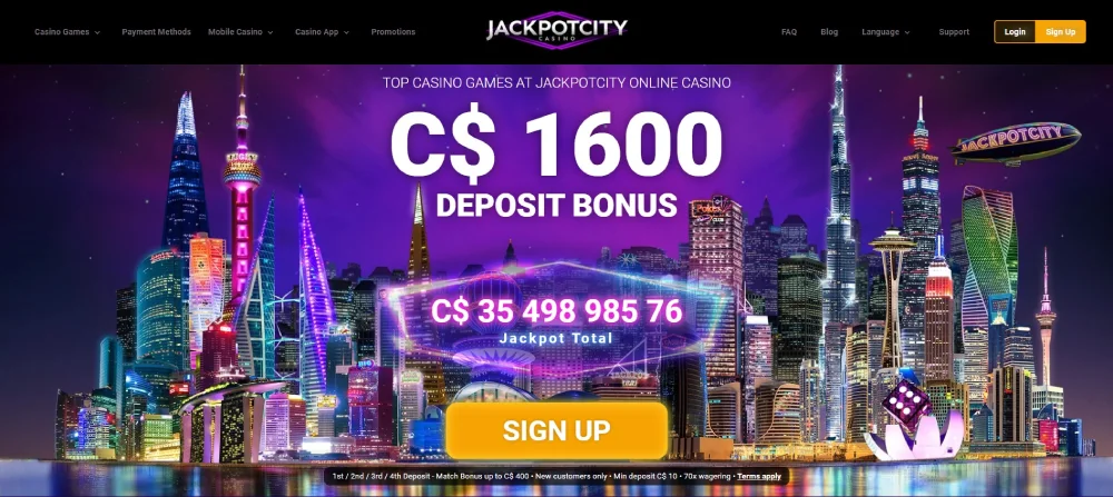 Jackpot City Casino Main Page