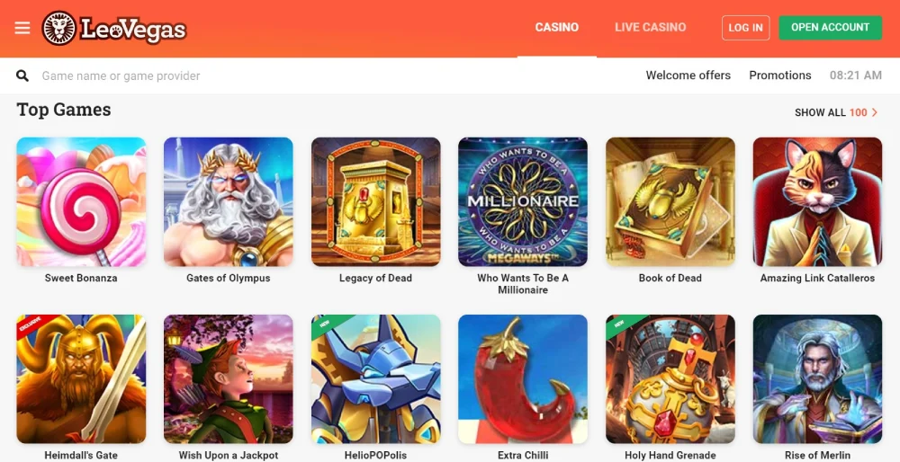 LeoVegas Casino Games