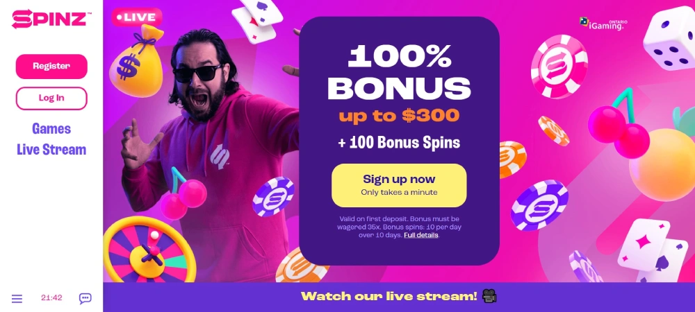 Spinz Casino Welcome Bonus